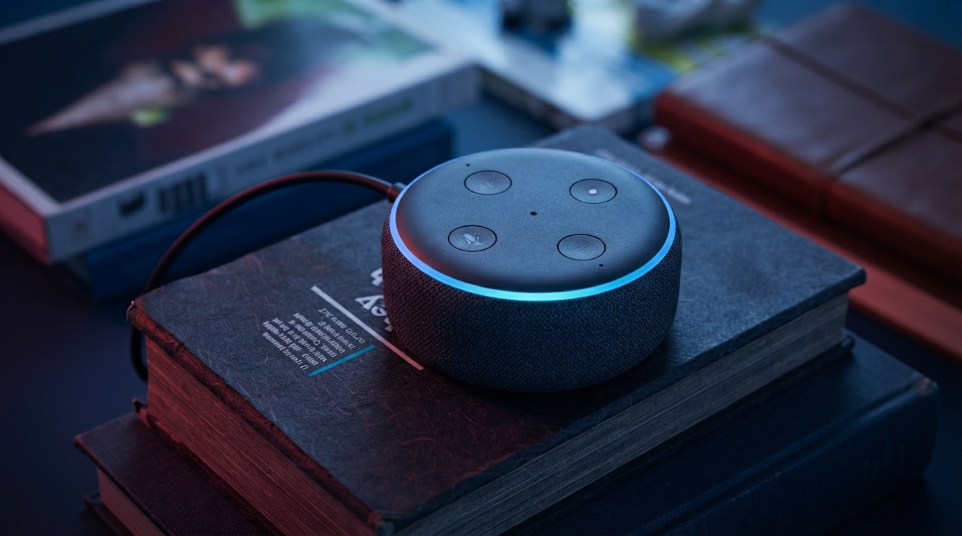 A futuristic smart home interior with glowing AI interfaces, illustrating the complex relationship between AI, convenience, and privacy concerns in 2026.
