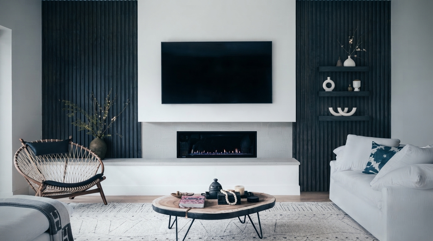 A modern living room showcasing a high-quality TV with a vibrant HDR image, highlighting its superior picture quality and smart features.